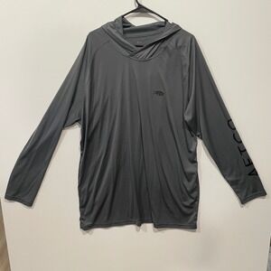 AFTCO Mens Gray Long Sleeve Sun Protection Fishing Hoodie T-Shirt 2XL